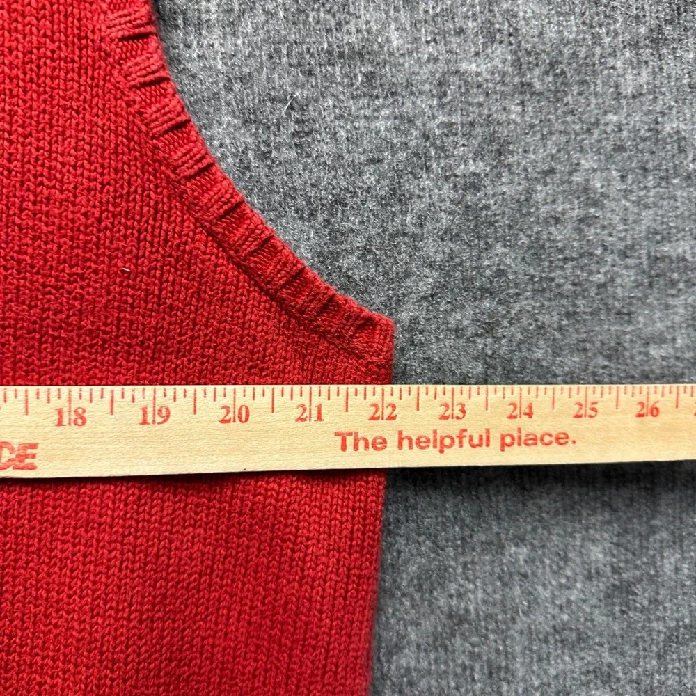Polo Ralph Lauren Mens XL Red Cotton Knit V-Neck Sweater Vest Blue Pony Logo